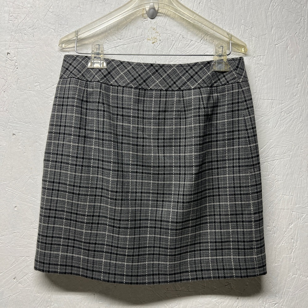 LOFT gray plaid academia button front mini skirt size 6 / 90s - Picture 6 of 7
